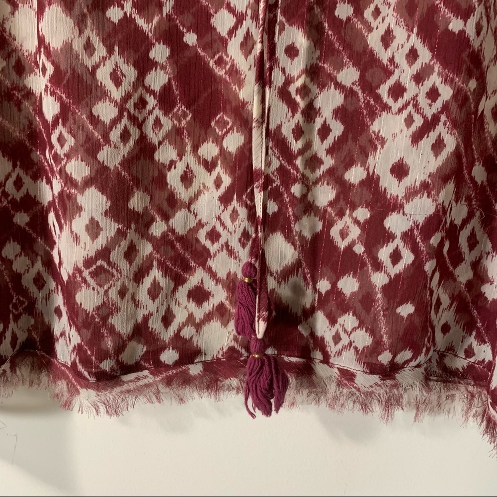 Nanette Lapore Ikat Print Sheer Fringed Top - Picture 3 of 12